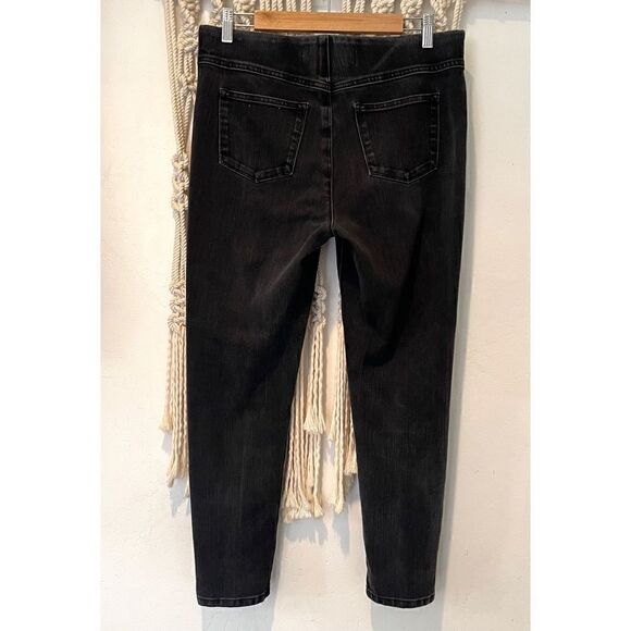 Soft Surroundings Jeans SZ M Cropped Pull-On Denim Ankle Black Stretch Denim - Picture 2 of 7